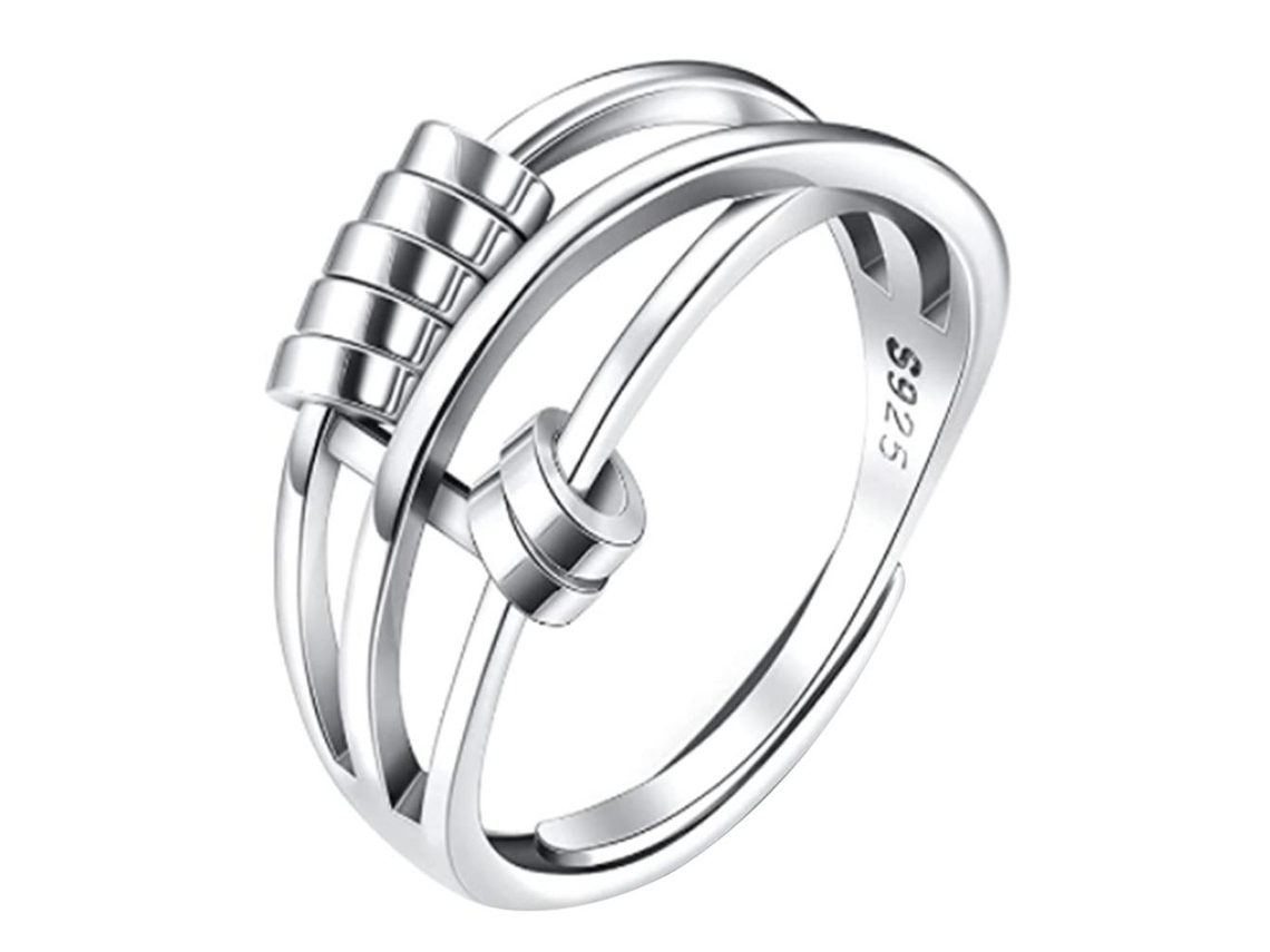 Anillo Ajustable De Plata De Ley 925 Antiestrés Para Aliviar La Ansiedad, Regalo De San Valentín
