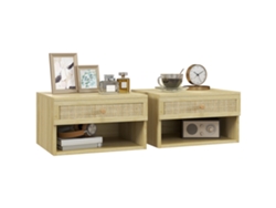 VPMKP - Mesita de noche Homcom con cajones y estantes, madera natural, 47x47x50 cm