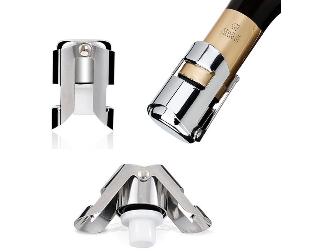 Tapón Para Botella De Champán Linjou, 3 Unidades, Tapón De Silicona Con Extensión De Acero Inoxidable.