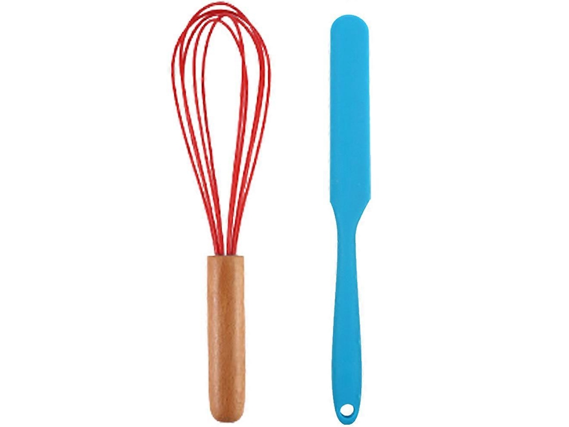 Juego de 2 mini utensilios de cocina de silicona con mango de madera, Nostalgia88