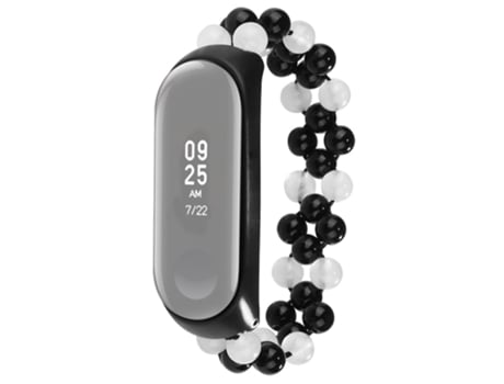 Correa de cuentas trenzadas cuentas de jade para Xiaomi Mi Band 5/Mi Band 6 - mezcla de blanco y negro