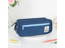 Caja De Papelería De Gran Capacidad, Estuche Multifuncional De Doble Capa, Azul Marino SIURN
