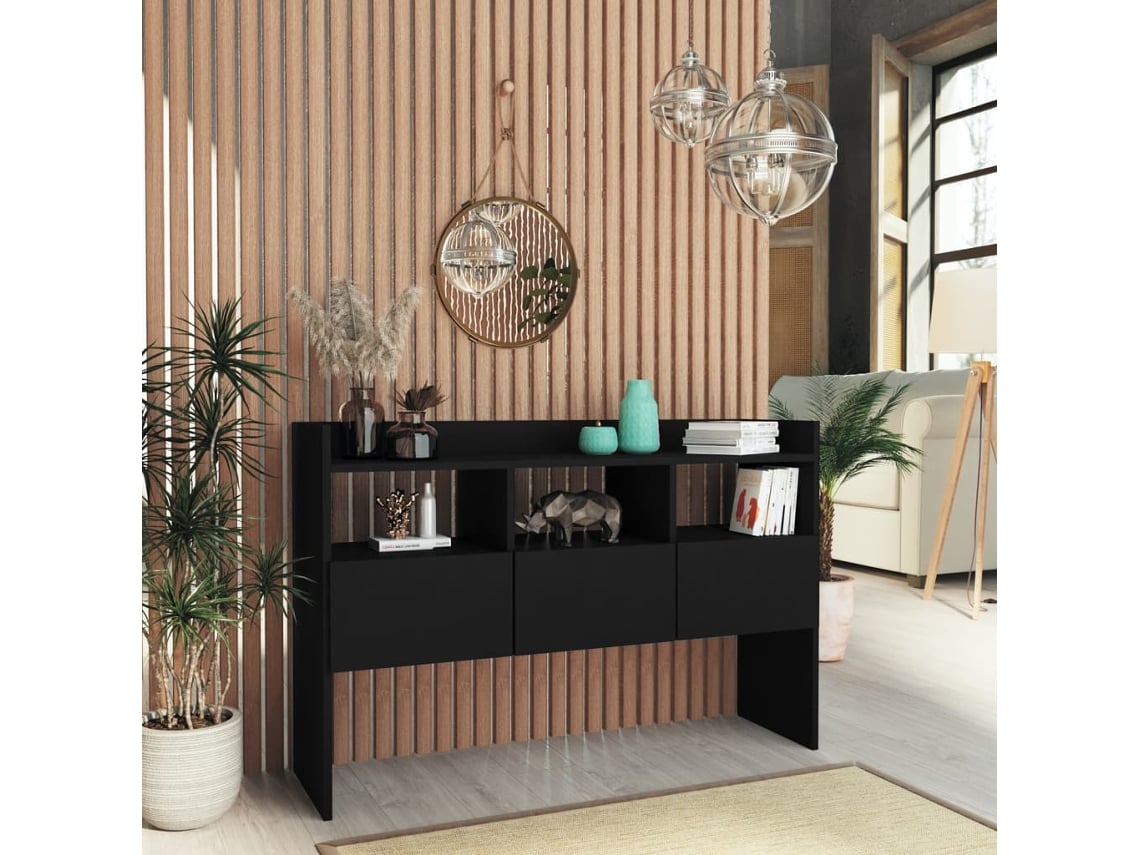 Aparador De Madera Contrachapada Negro 105x30x70 Cm