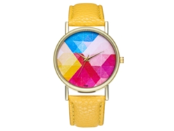 Reloj Casual De Moda Unisex De Cuarzo Con Correa De Cuero Zhoulianfa (amarillo)