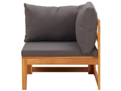 Sofá De Salón | Sofá De Descanso | Sofá De Esquina Madera Maciza De Acacia Con Cojines Gris Oscuro Wsd651115