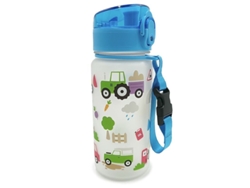 Botella de agua de plástico reforzado con tapa de botón pequeños tractores niño PUCKATOR