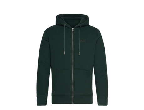 Sudadera con Capucha de Hombre SUPERDRY Cremallera Logotipo Essential Verde (XL)