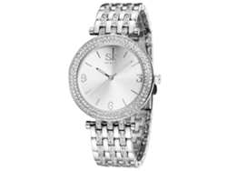 Reloj De Pulsera De Cuarzo Con Diamantes De Imitación Para Mujer Shengke, Color Plata, Estilo Sencillo.