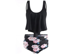 2026-conjunto De Bikini Tankini Con Volantes Para Mujer Traje De Baño De Cintura Alta Para Playa Polyester Relleno