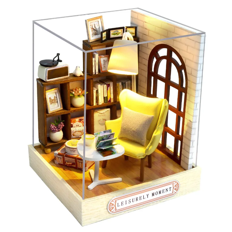 (estilo 4) Casa De Muñecas Miniatura De Madera 3d Para Armar. Manualidad Creativa Para Armar Una Casa Miniatura.