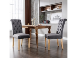 Silla Comedor 2 Unidades - Con Botones, Patas De Roble, Cromadas, Silla Lounge - Gris