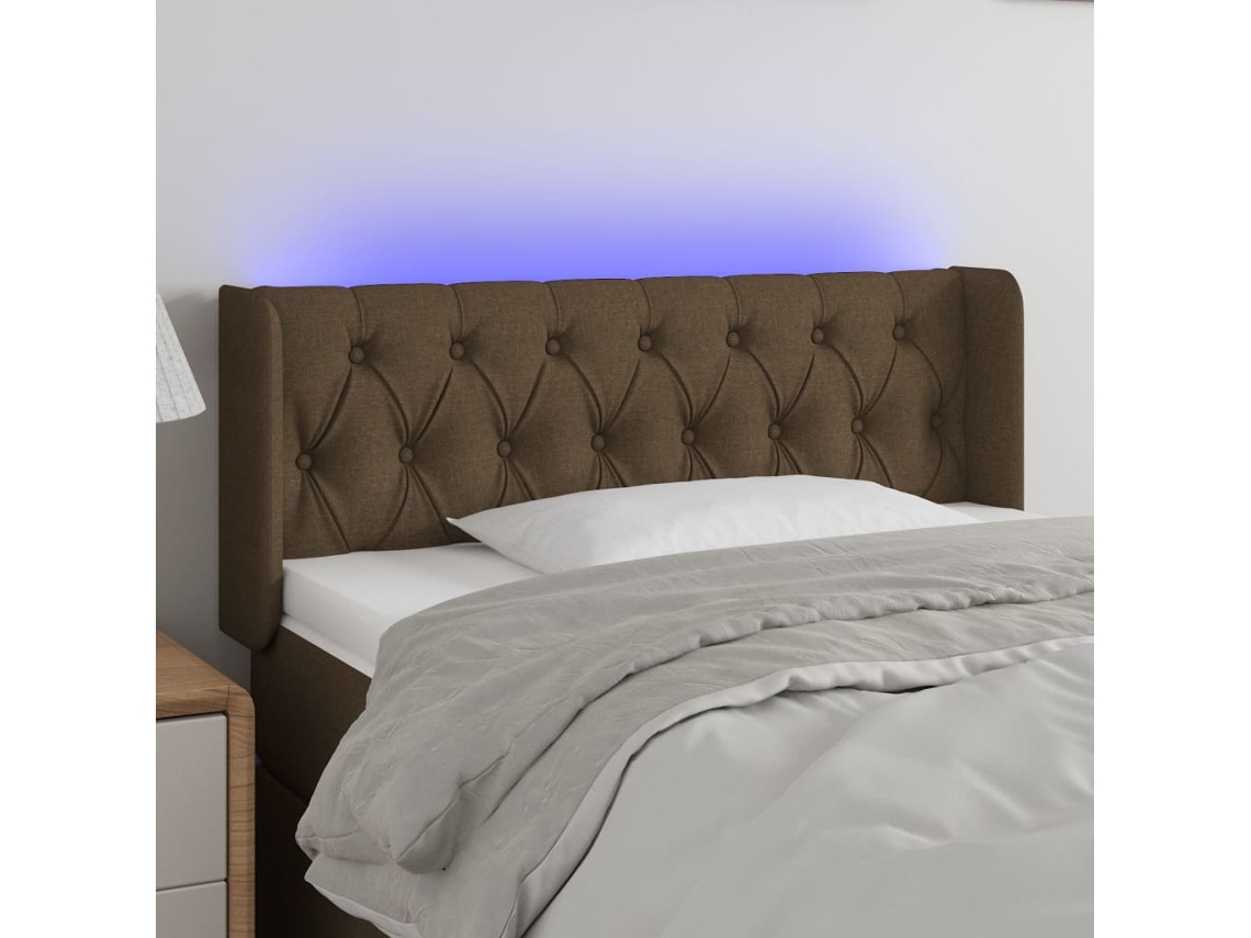 Cabecero Con Led De Tela Marrón Oscuro 93x16x78/88 Cm