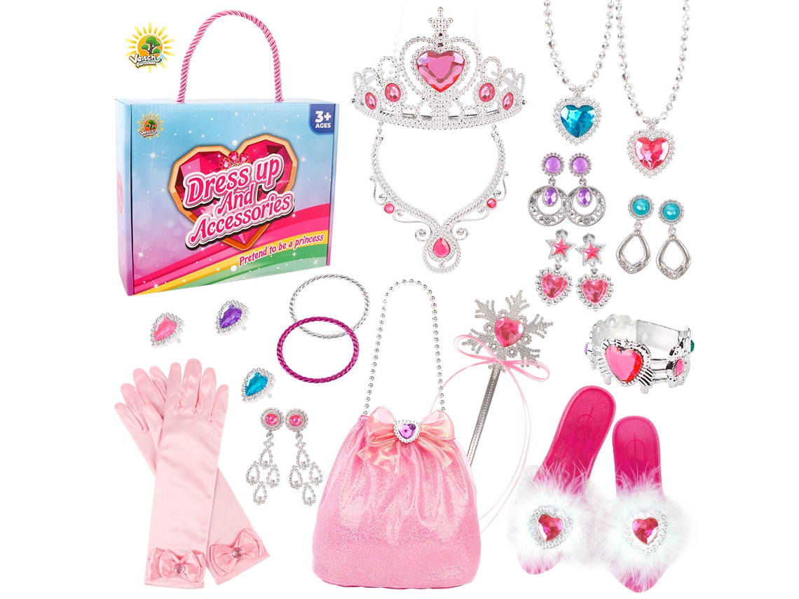 Juguetes Infantiles Niñas Juegan Casa Accesorios Varita Mágica Zapatos De Cristal Princesa Corona Collar Pulsera Bolsa Anillo Conjunto Yuysan Sp03 9a