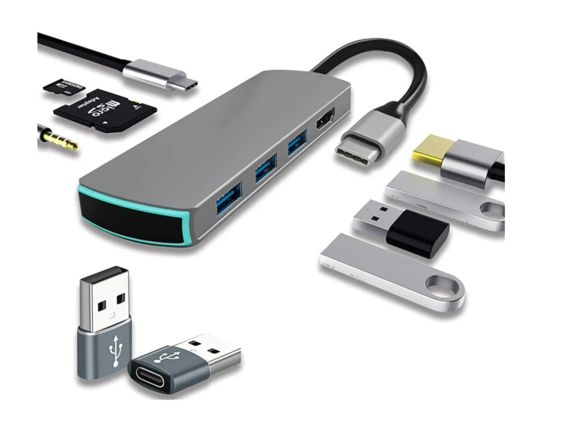Adaptador Hub-Dongle USB-C de YIZHOOD, color negro