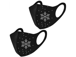 2 Mascarillas Faciales Con Diamantes De Imitación Y Copo De Nieve Navideño, Lavables, Reutilizables Y Transpirables.