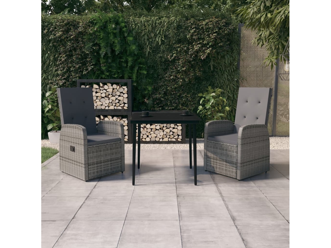 Incluye 3 piezas Jantar Para Jardim con Almofadões Cinzento Dkd Home Decor