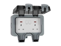 Tomacorriente Exterior Impermeable Ip66 De Doble Salida Para Exteriores Material Pc Resistente Al Calor