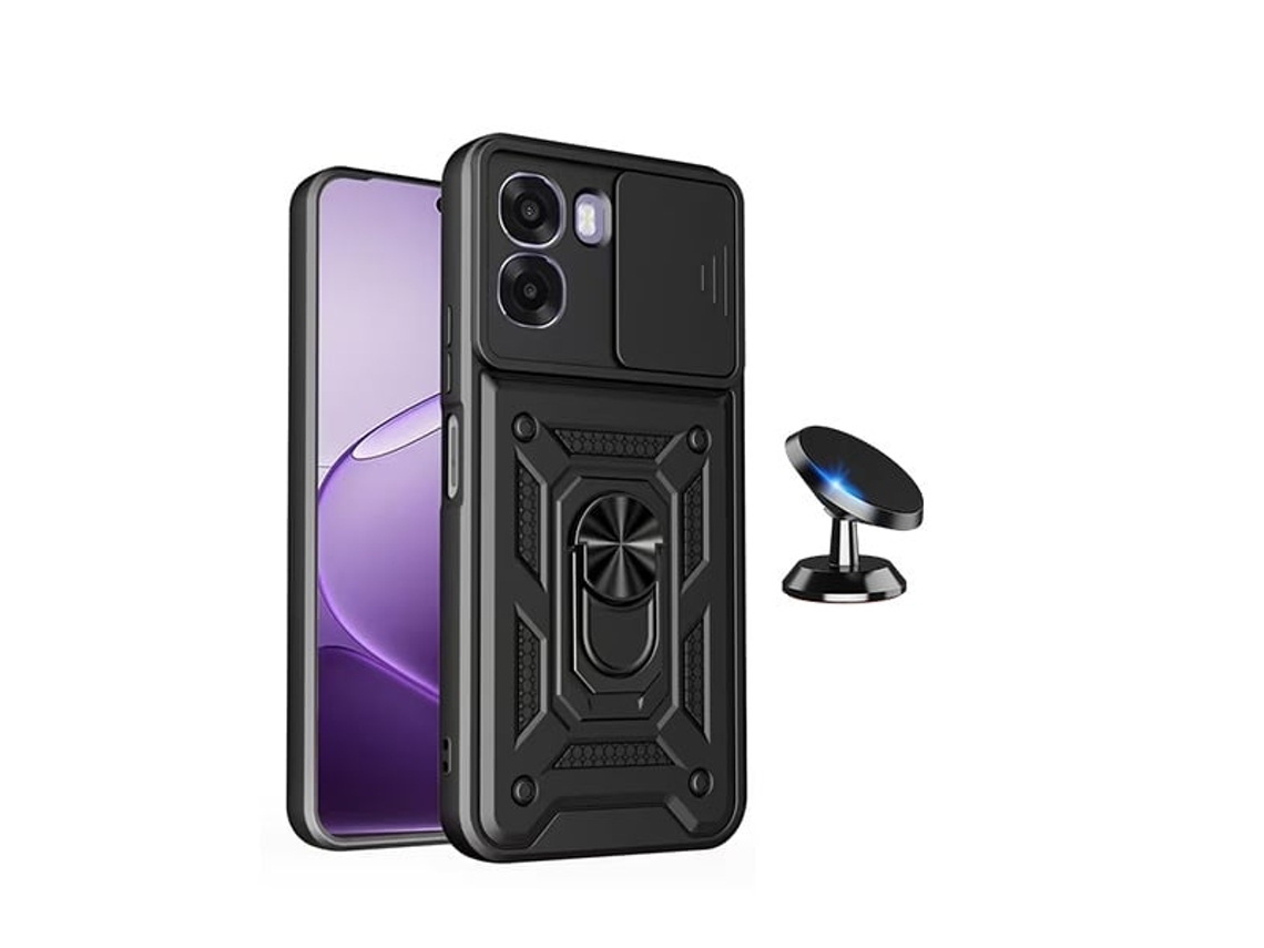 Kit De Soporte Magnético Para Coche Funda Antiimpacto Para Ventana Deslizante De Defensor Militar Magnético Phonecare Para Oppo A6x - Negro