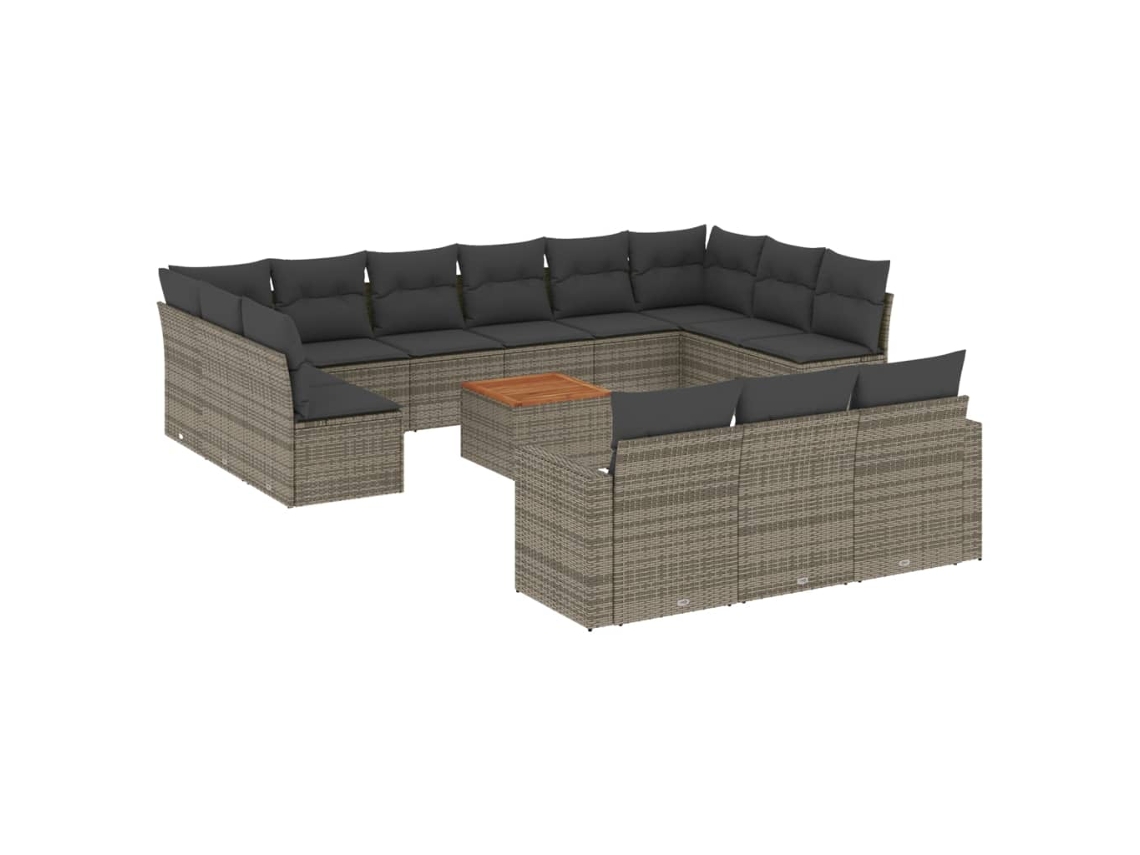 Maison Exclusive - Conjunto de sofás de jardín de 14 piezas con cojines de mimbre y patas grises