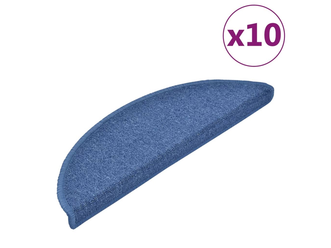 Juego de 10 felpudos semicirculares azules para escaleras MAISON EXCLUSIVE (56 x 17 x 3 cm)