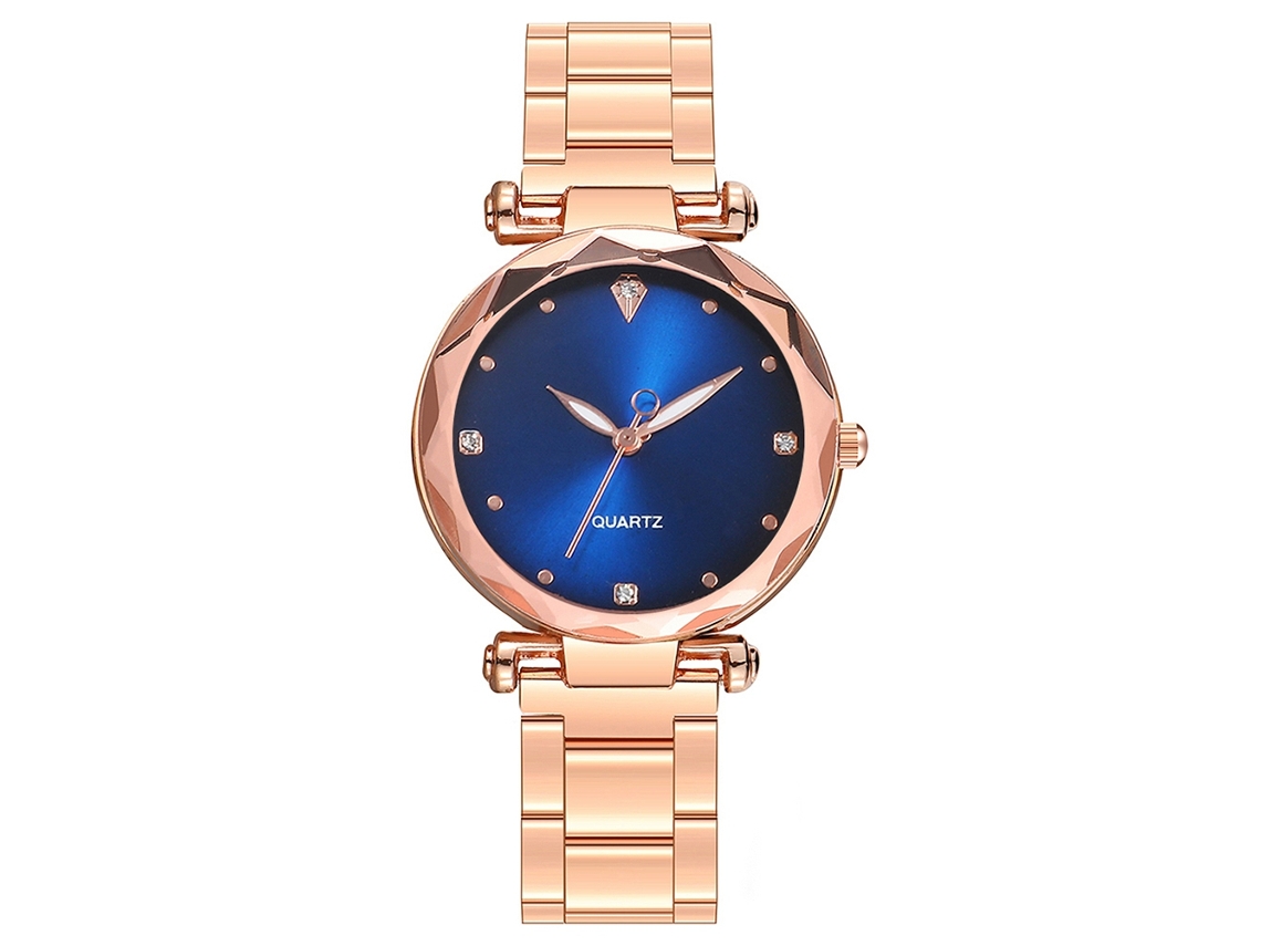 Reloj De Pulsera De Cuarzo Informal Para Mujer Vansvar Con Piedras Brillantes - Azul