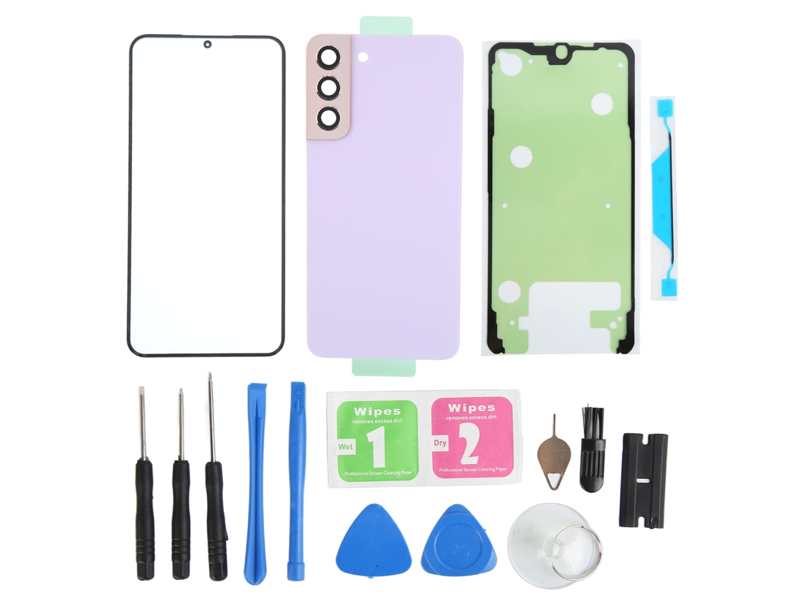 Kit De Cubierta Trasera De Cristal Con Lente De Cámara Y Cubierta De Pantalla Externa Para Samsung Galaxy S22 Plus (morado)