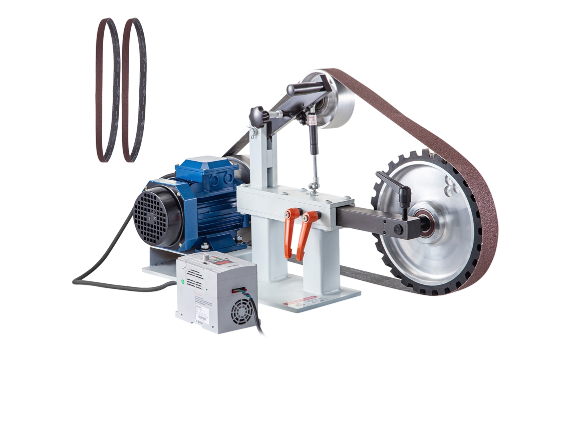 Lijadora de banda Succebuy de 2 x 82 pulgadas, 2 HP, 220 V, velocidad variable, disco de amolar y soporte de herramienta plano