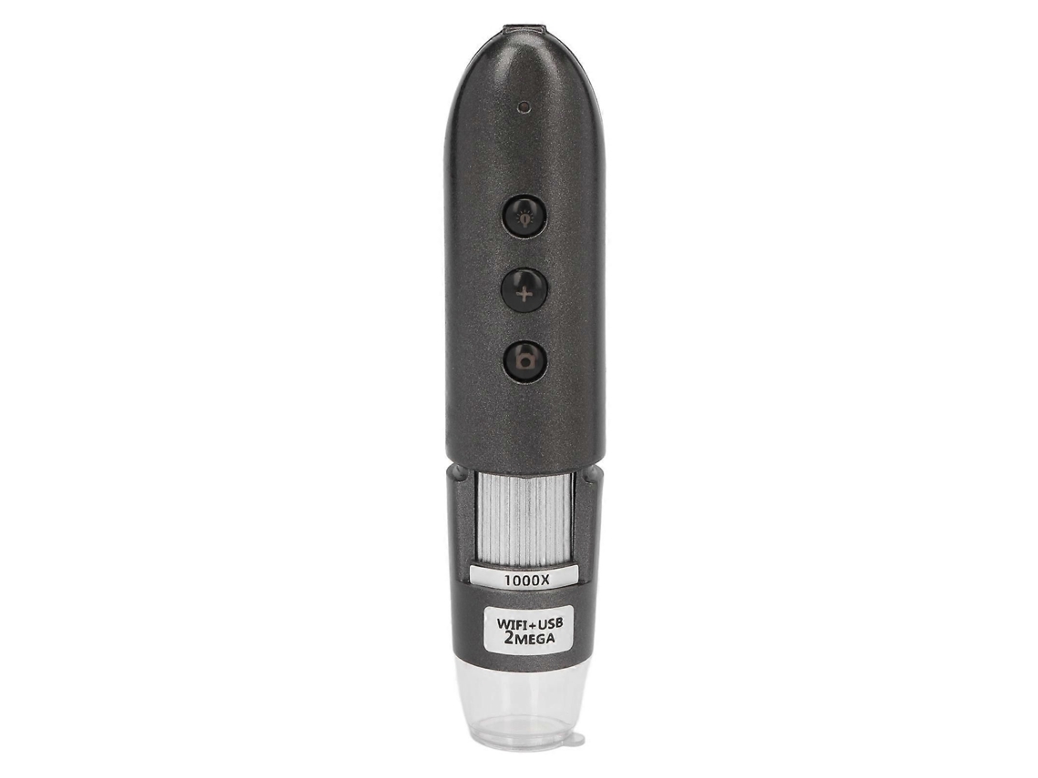 Microscopio digital inalámbrico portátil de 1000x con cámara de 2 MP, conexión Wi-Fi y USB, con 8 luces LED para tablet/PC.
