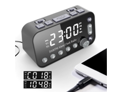 Radio Despertador Digital Con Pantalla Led Grande De 3,5 Pulgadas, Funciona Con Pilas, Volumen Ajustable, Radio Fm/dab Con Dos Puertos Usb, Luz De Fo
