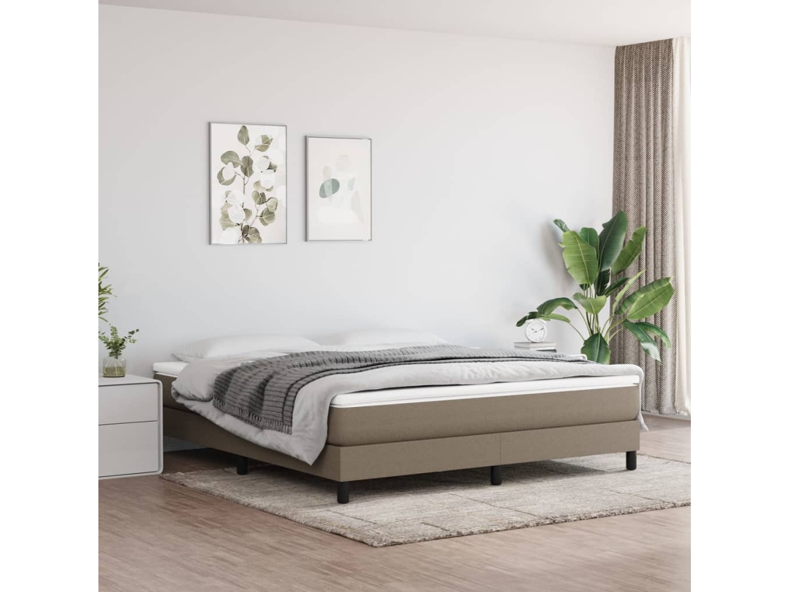 Cama Sin Colchón Tela Gris Taupe 160x200 Cm