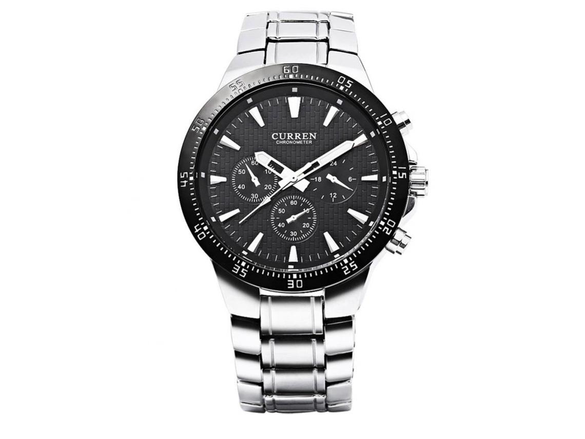Reloj Hombre De Moda Con Movimiento De Cuarzo Pulsera (carcasa Blanca Dial Negro)