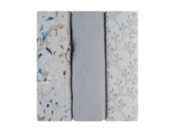 Kikkaboo Dreamy Fields - Juego de 3 pañales de muselina (75 x 75 cm), color gris