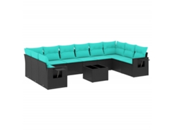 Maison Exclusive - Conjunto De Sofá De Jardín De 11 Piezas Con Cojines, De Poliratán Negro