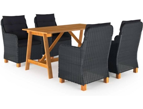 Conjunto 5 de comedor para jardín de VIDAXL gris oscuro