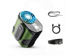 Ventilador Portátil De Cinturón Henten Home De 4000 Mah - Viento Fuerte + Linterna 2 En 1 - Verde