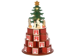 Calendario Adviento Cono Navideño Led 10 Luces Madera Contrachapada