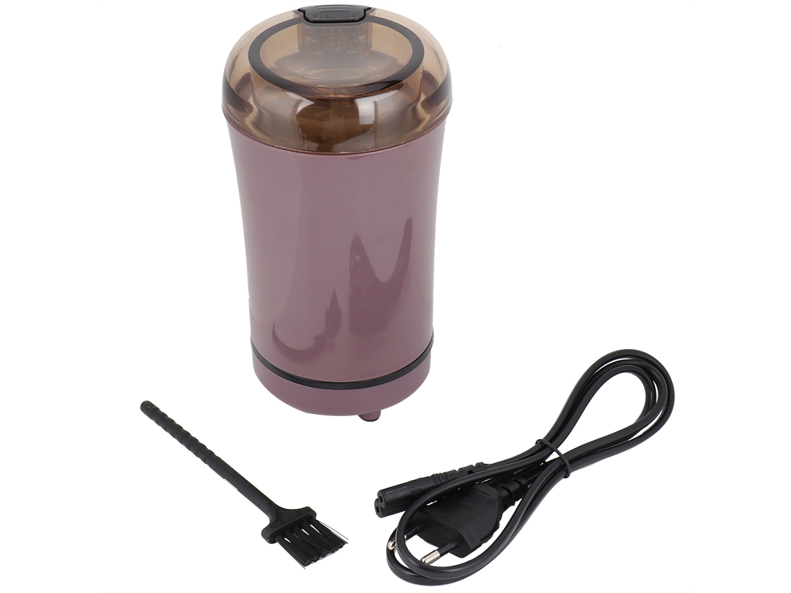 Molinillo eléctrico portátil para café, frutos secos y cereales, económico, 220 V, con enchufe UE, morado