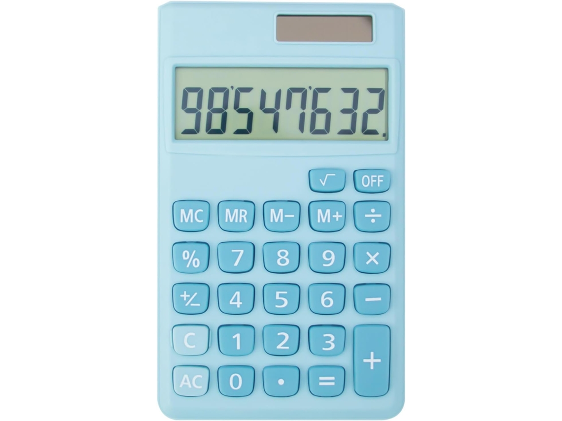 Calculadora de escritorio con pantalla LCD de 8 dígitos, funciona con pilas o energía solar, azul, HEXINYIGJLY