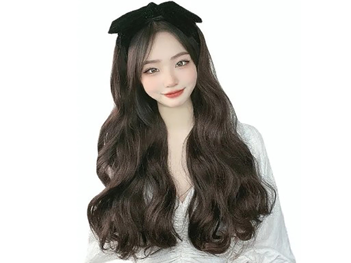 Peluca Sintética De Onda Larga Con Flequillo Para Cosplay De Mujer - Material De Seda Resistente Al Calor, Se Puede Cortar Y Peinar.