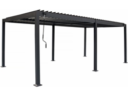 Pérgola Bioclimática De Aluminio Con Cortina Y Mosquitera "kensington" - 3 X 5 M - Gris