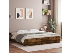 Cama Con Cajones Madera De Ingeniería Roble Ahumado 160x200 Cm