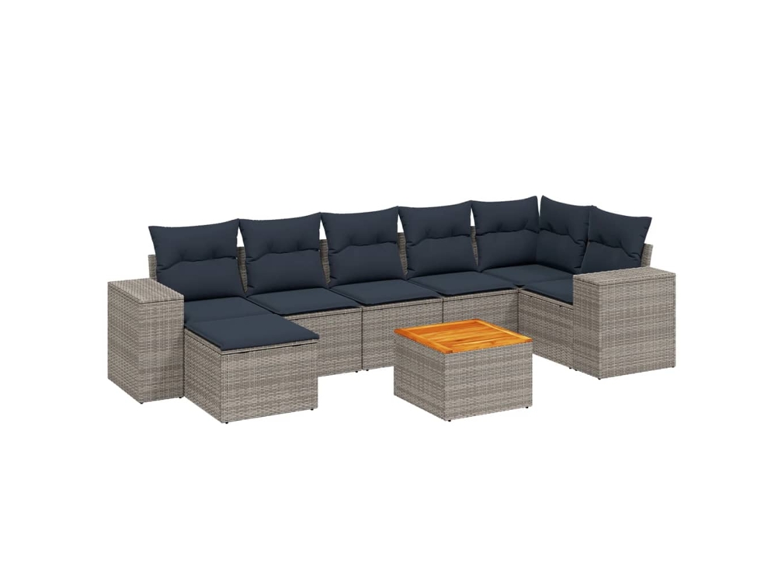 Maison Exclusive - Conjunto De Sofá De Jardín De 8 Piezas Con Cojines, Poliratán Gris