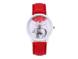 Reloj De Pulsera De Moda Para Mujer Con Correa De Pu Y Esfera Redonda Analógica De Cuarzo (rojo)