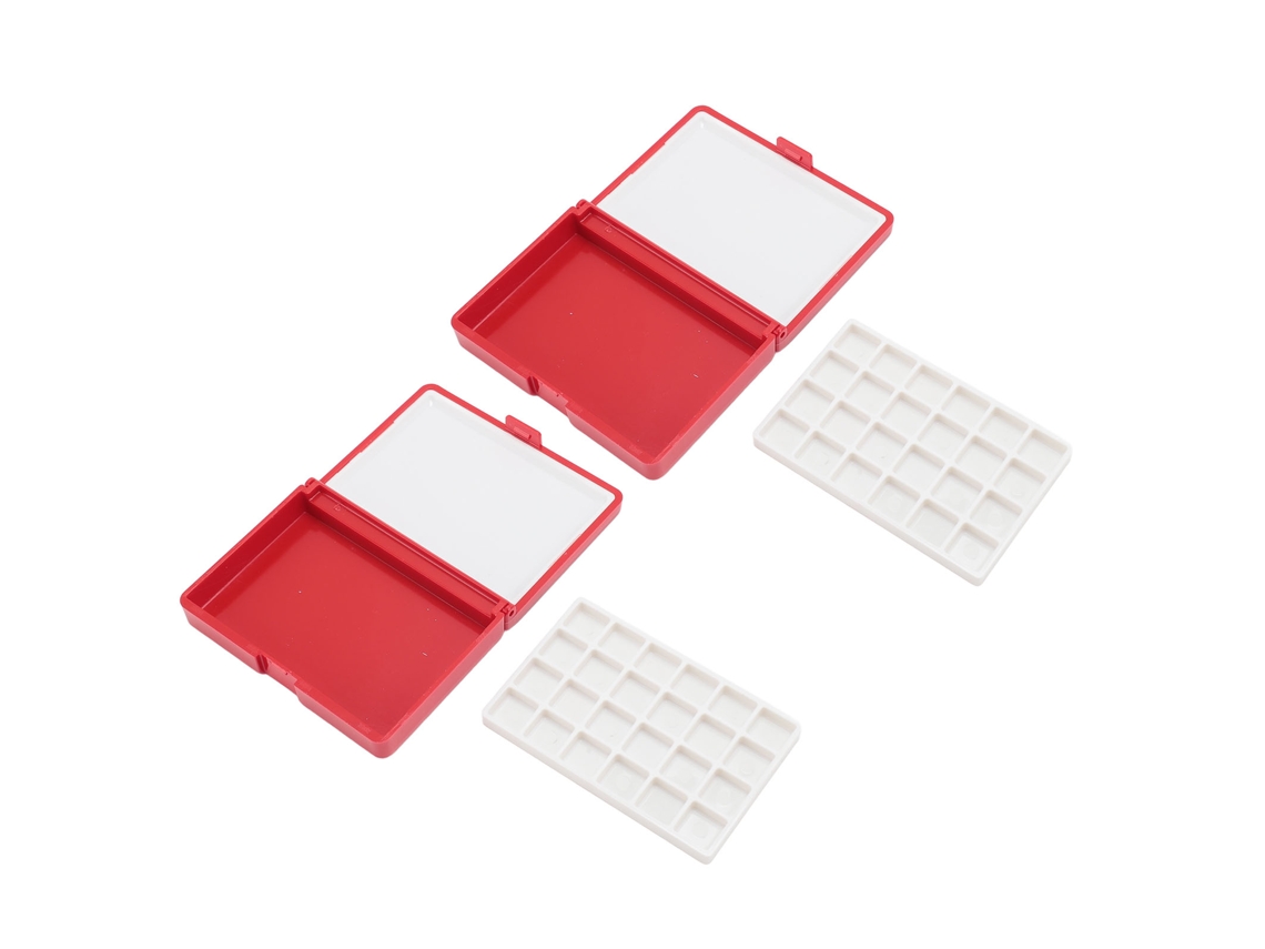 Juego De 2 Mini Paletas Portátiles Para Acuarela Con 24 Degradados De Plástico Desmontables Para Artistas Principiantes.