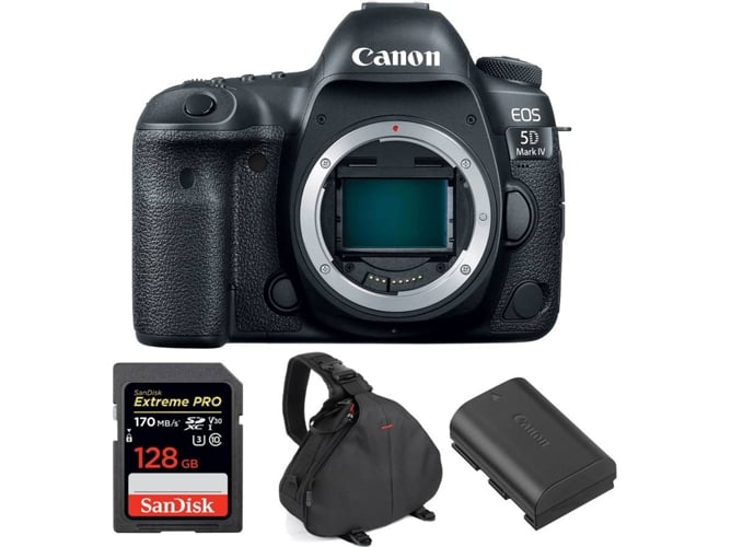 Kit Cámara CANON EOS 5D Mark IV + SanDisk 128 GB + Batería + Bolsa (Full-Frame)