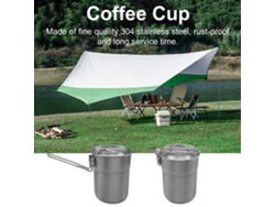 Taza De Café Portátil De Acero Inoxidable Para Camping Con Asa Plegable, Ideal Para Picnics Y Viajes.