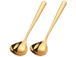 Cucharones Linjou Gold de acero inoxidable, aptos para lavavajillas, ideales para sopas, salsas y purés.