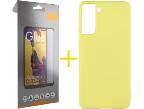 Kit Funda + Protector de Pantalla Samsung Galaxy S21 + Plus SKYHE Full (Amarillo)