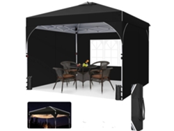 Cenador plegable, protección UV, negro.