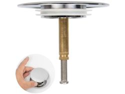 Tapón Universal Para Bañera De Ø70 Mm Con Doble Junta Ajustable De Latón Cromado Para Lavabo Y Bañera.